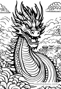 Isang higanteng dragon na sumasayaw sa harap ng maraming tao sa pagdiriwang ng Lunar New Year