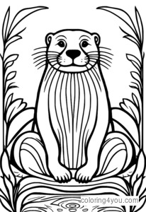 Coloriage de loutre, symbole d'adaptabilité et d'espièglerie dans le folklore amérindien