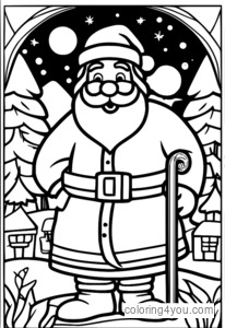 Snowman coloring pages, Santa Claus and reindeer, free download