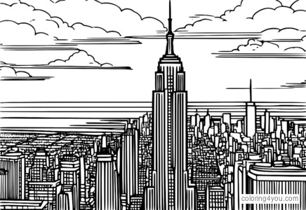 Empire State Building Anime Coloring Page