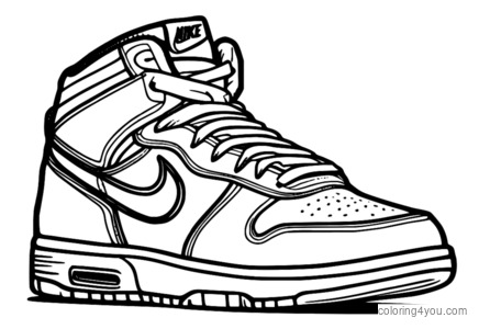 Coloring page of Nike sneakers with a bold and bright design