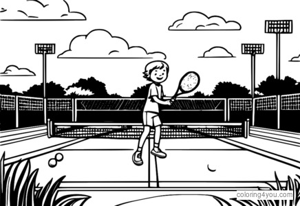 Enfant sur un court de tennis en herbe