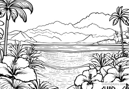 Tropical flower coloring pages