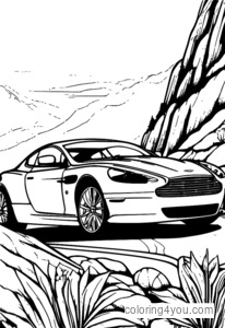 หน้าระบายสีรถยนต์ Aston Martin DB9 สำหรับเด็ก