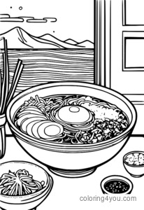 Beef ramen curry coloring page