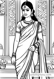 Indian woman in traditional sari for Diwali festival