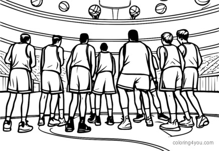 Entraîneur de basket-ball promouvant le travail d'équipe avec ses coéquipiers