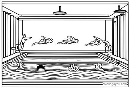 Kumpulan perenang bertanding di kolam dengan papan selam