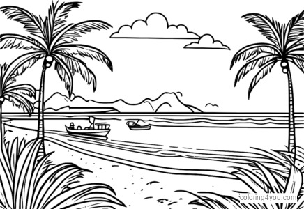 Kids Summer Beach Coloring Page