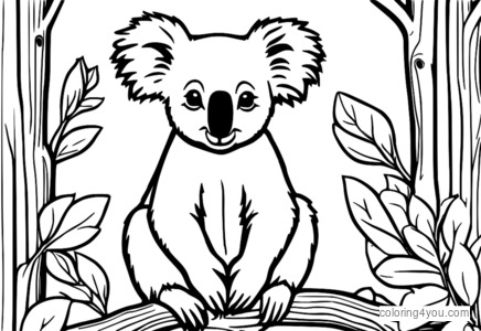 Koala surprins într-o pădure