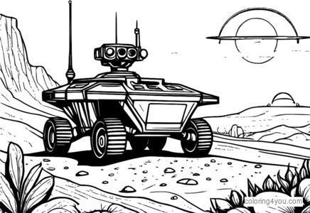 Martian Rover Exploring Martian Terrain