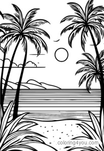 Kids Summer Beach Coloring Page