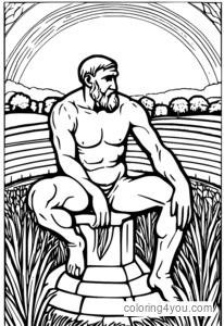 pahina ng pangkulay ng The Thinker ni Rodin sa crop circle