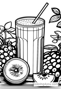 Spring seasonal fruit smoothie coloring pages for kids