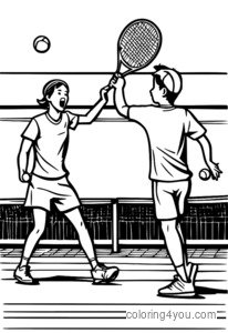 As du joueur de tennis, adapté aux enfants, pages à colorier