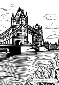 Tower Bridge i London, färgglad illustration