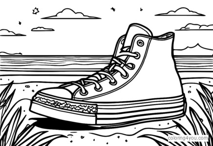 Mga sneaker ng Converse Chuck Taylor sa background ng beach