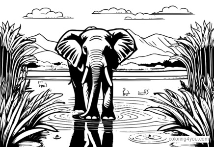 L'eau potable d'un éléphant d'un lac