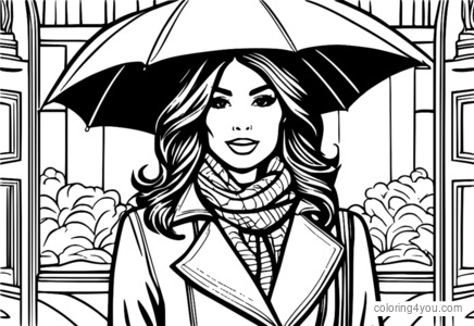 Coloriage d'accessoires de mode avec parapluies, chapeaux et foulards