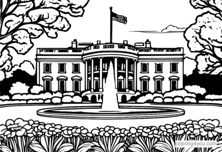 The White House South Lawn coloring page