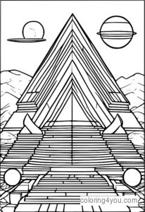 litasíðu með teningum, kúlum og pýramídum í lagskiptri geometrískri lögun