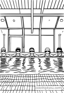 Pagina da colorare per gli allenamenti della squadra di nuoto