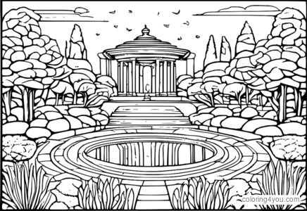 Garden of Epicurus - Coloring Page, Roman Mosaics, Mythological Creatures