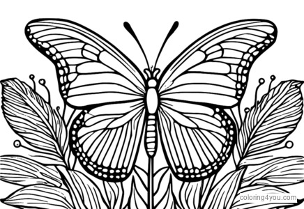 Natal plumosa butterflies on fern coloring page