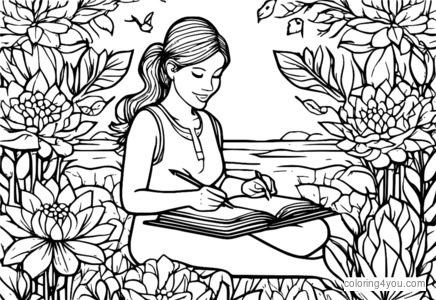 Illustration of a person writing down resolutions on a paper