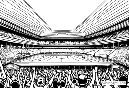 Soccer stadium coloring page, World Cup crowd