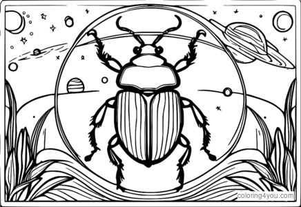 太空甲虫着色页探索宇宙