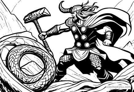 Batalla épica entre Thor y la serpiente gigante Jörmungandr