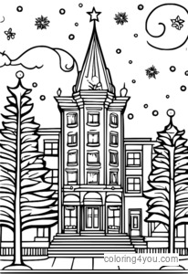 Brightly colored mallomka Christmas coloring page with sprinkles and cherry