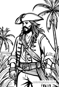 Pirate with Parrot on Shoulder coloring page