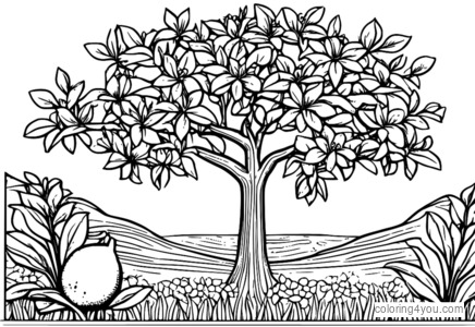 Lemon Tree in Bloom Coloring Page