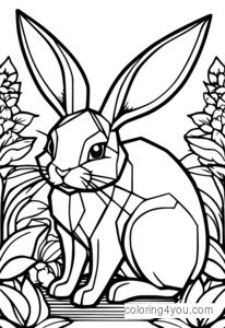 Isang cute na Japanese origami bunny coloring page