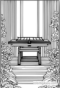 Colorful koto illustration for coloring pages