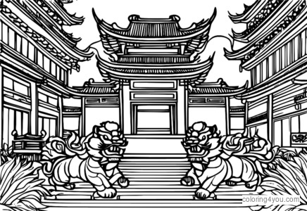 Desenhos para colorir de dança do leão chinês