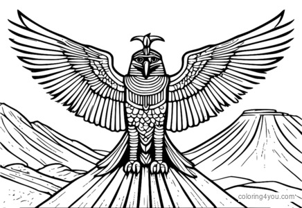 Coloriage Horus volant dans les cieux du désert