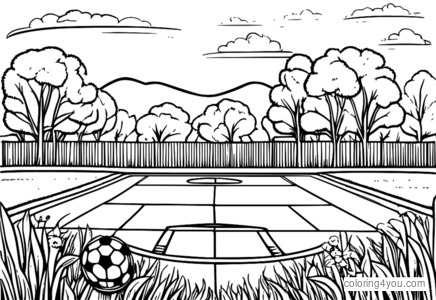 Desenho divertido de futebol ao ar livre para colorir