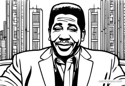 Coloring page of a male singer with a powerful soulful voice