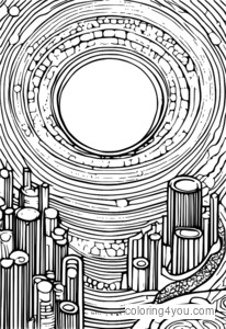 Coloring page of a microscopic view of a human cell