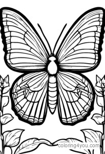 Moth and butterfly coloring page for comparison