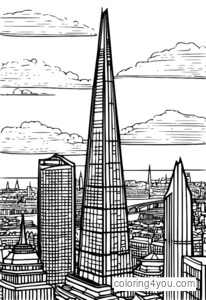 Ilustración vintage del edificio The Shard en Londres