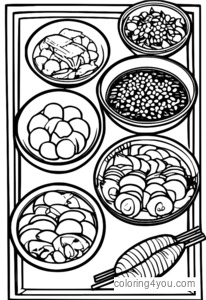 Illustration des aliments du nouvel an vietnamien