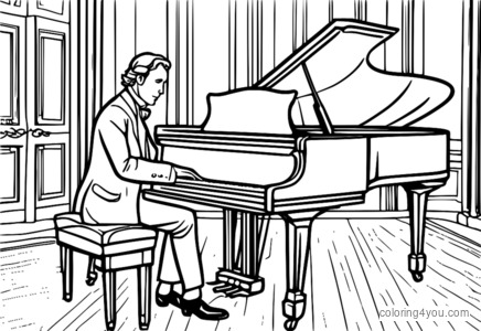 Chopin sentado ao piano tocando uma bela balada