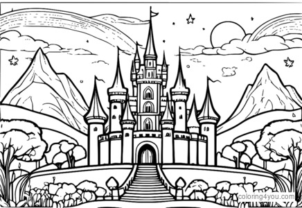 kaakit-akit na fairy tale castle para sa pangkulay