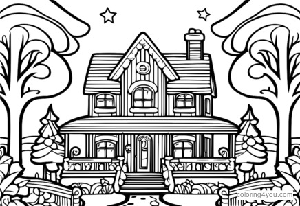 Gingerbread House Coloring Page - Fun and Festive Holiday Scene