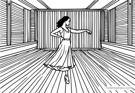 Salsa Dancer Ribbon Aisle coloriage, ruban, allée, danse