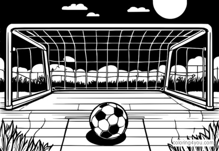 Terrain de football pour enfants avec page de coloriage de buts pour les enfants.